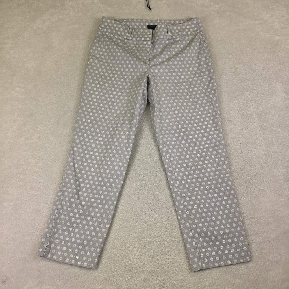 Grey Floral Print Cotton Blend Pleated Shorts Neutral Summer Casual 17in Waist
